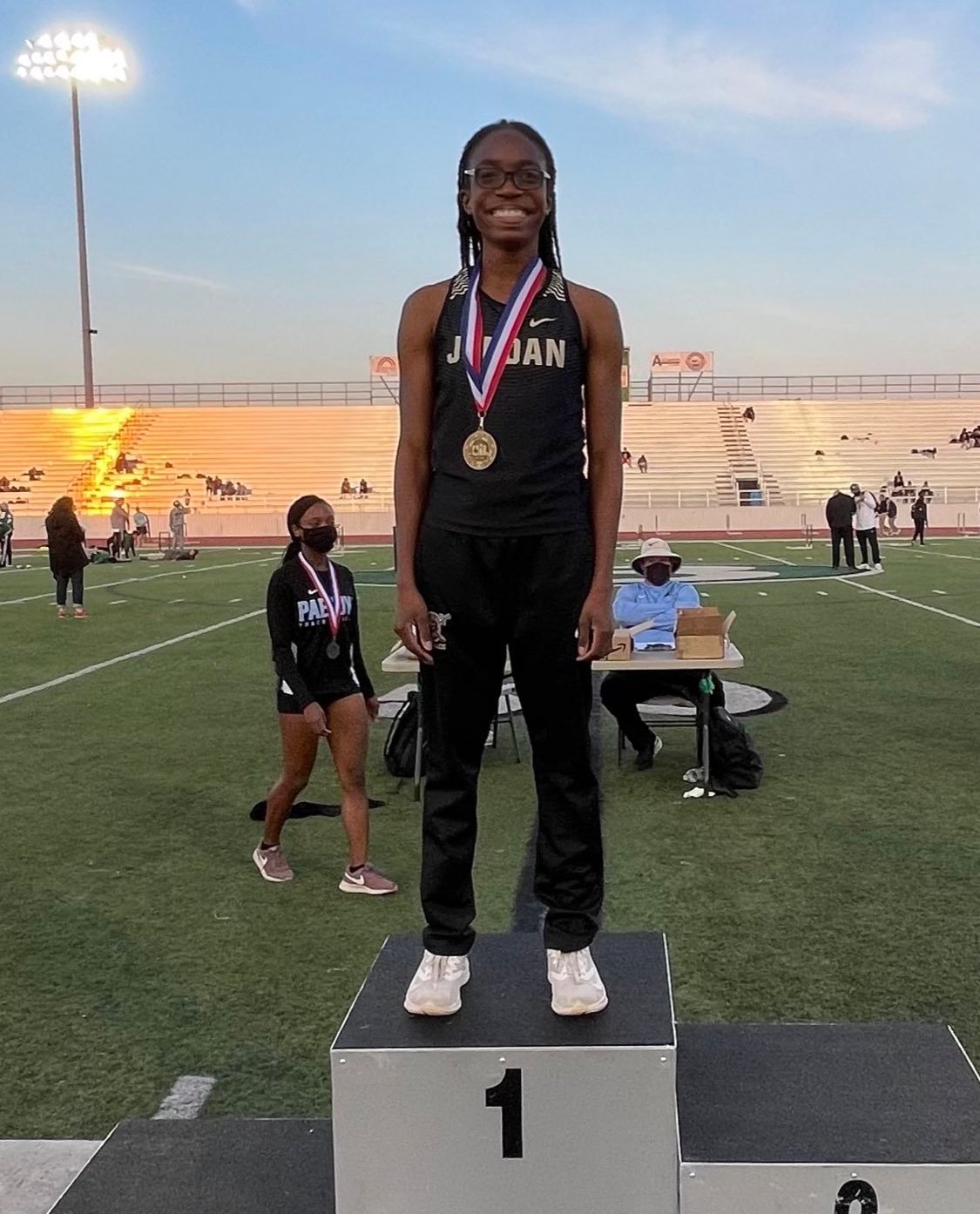 Jordan freshman Tiyan Ogbeide won the 400-meter dash and 800-meter dash at the District 19-5A track and field meet to become the Warriors’ first district champion in track and field.